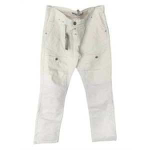 NEW RNT23 men's mid rise vintage denim jeans with hand embellished details in wh